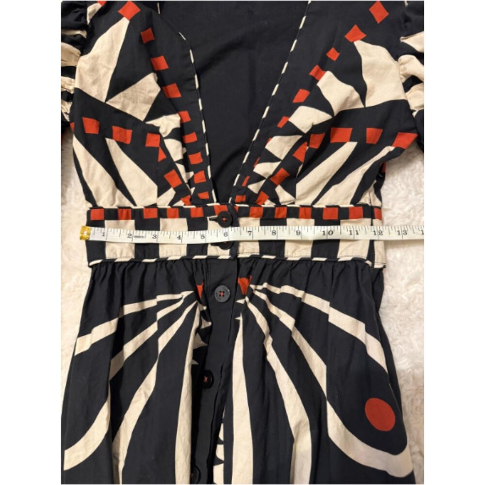 Farm Rio Coconut Grove Puff Sleeve V-Neck Maxi Dress Black Women's Size XS - Picture 8 of 9
